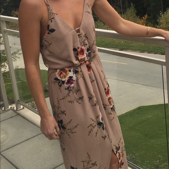 Pepper Mayo Midi Beige Floral Dress US sz 6 - Picture 4 of 6